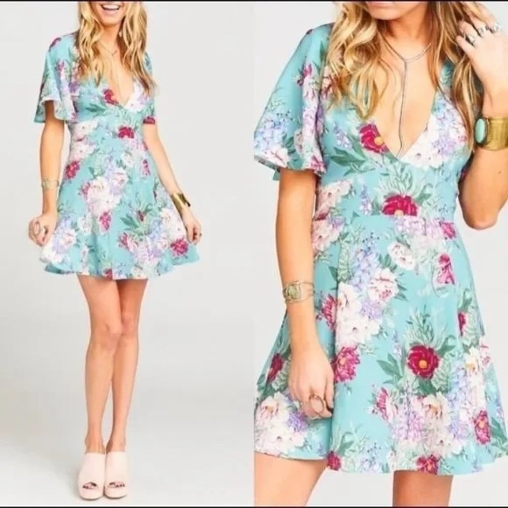 🌼HP🌼 Show Me Your Mumu Aubrey Floral Deep V-Neck Mini Dress - S